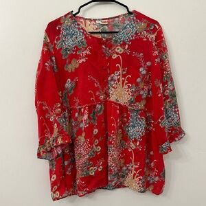 Tianello floral Print Blouse size Large